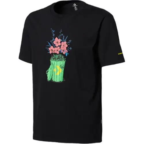 Converse T Shirts Men's Black Crew Neck Moderate