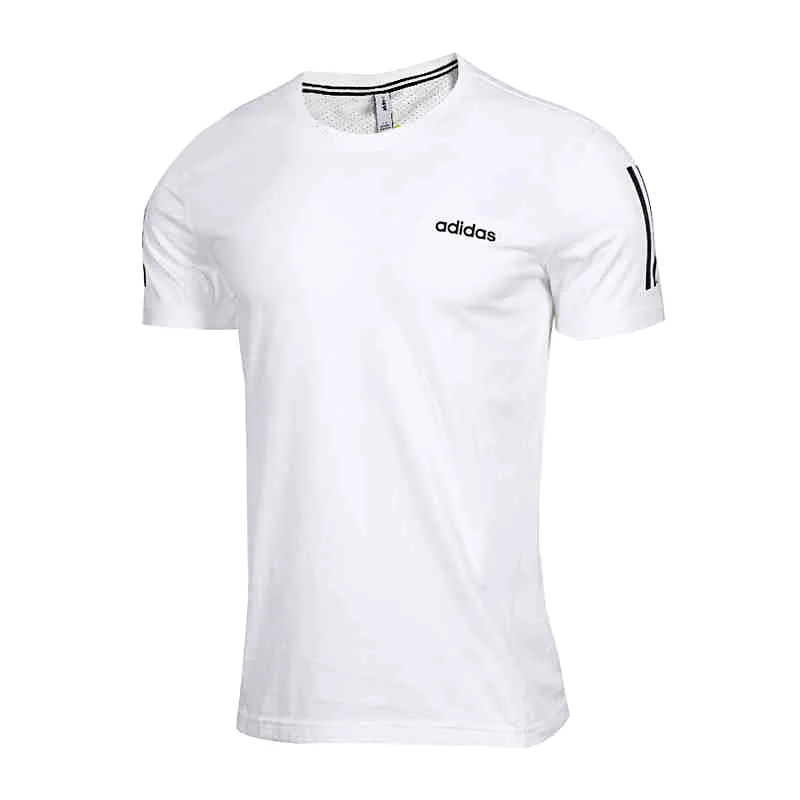 Adidas T-Shirts Men's White Crew Neck Moderate Straight Fit