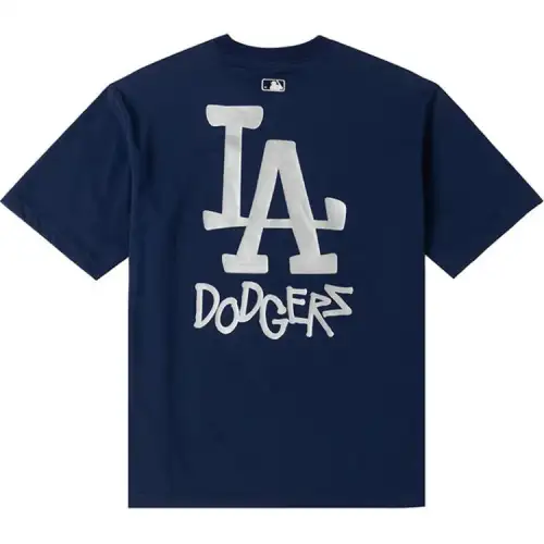 MLB Los Angeles Dodgers T Shirts Unisex Navy Blue Crew Neck Moderate Straight Fit
