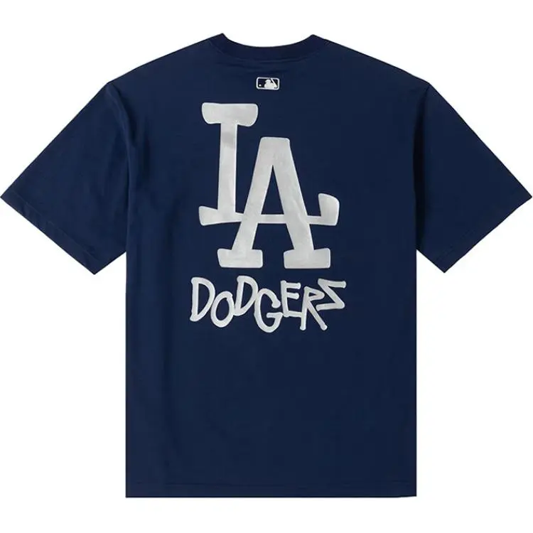 MLB Los Angeles Dodgers T-Shirts Unisex Navy Blue Crew Neck Moderate Straight Fit