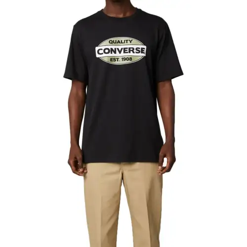 Converse T Shirts Men's Black Crew Neck Moderate Straight Fit
