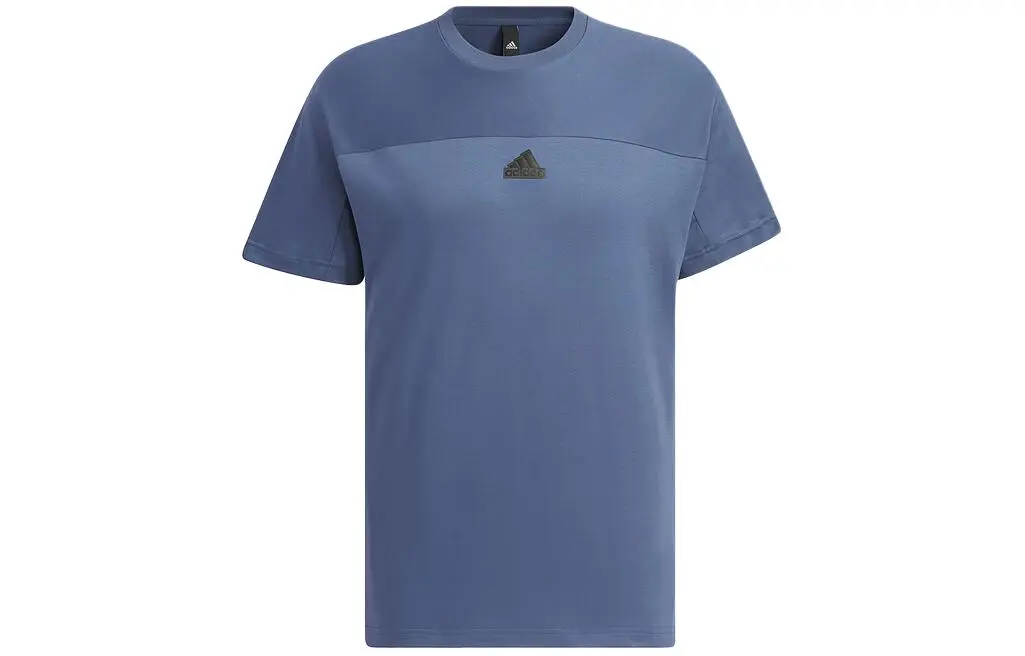 Adidas T-Shirts Men's Sky Blue Crew Neck Moderate Straight Fit