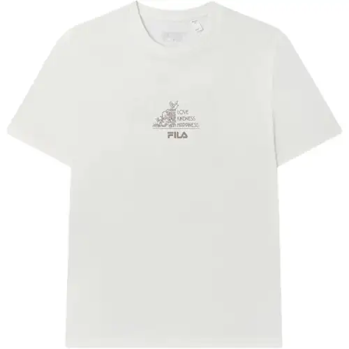 FILA T Shirts Men's Heron White WT Crew Neck Moderate