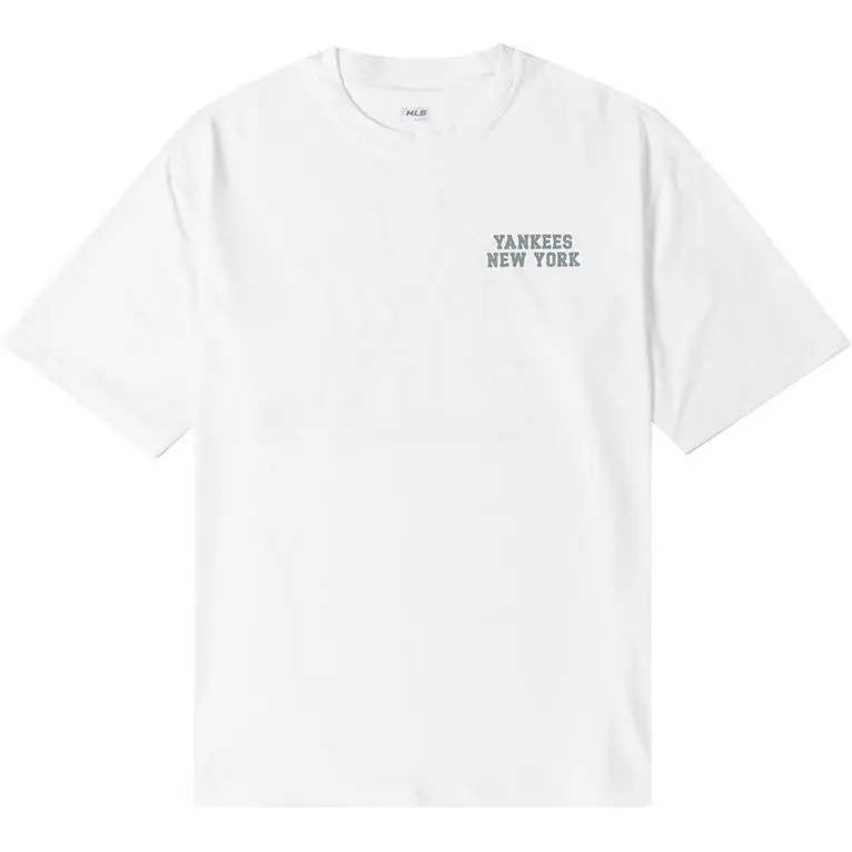 MLB New York Yankees T-Shirts Unisex Ecru Crew Neck Moderate Straight Fit