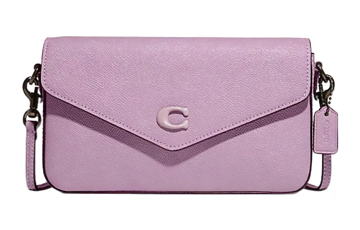 COACH Wyn Cow Leather Envelope Crossbody Bag, Shoulder Bag Small Women's Purple