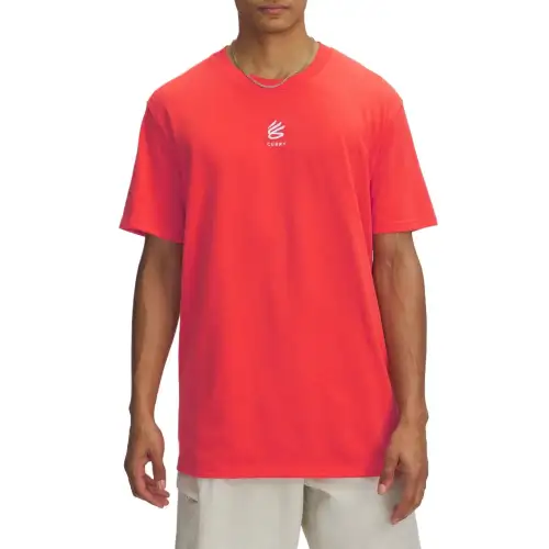 Under Armour T Shirts Men's Red Crew Neck Moderate Straight Fit