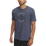 Under Armour Thunder Logo T Shirt Men's Deluge Gray/Midnight Marine Blue/Reflective