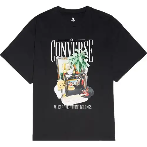 Converse T Shirts Unisex Black Crew Neck Moderate