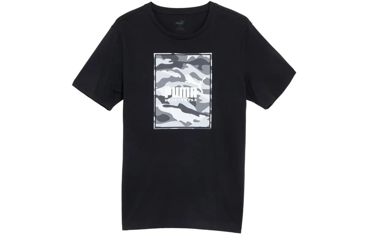 PUMA BOX LOGO T-Shirts Men's Crew Neck Moderate Straight Fit