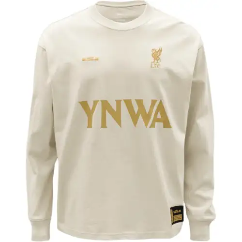 Nike X LIVERPOOL FC LeBron letter printed round neck casual long-sleeved T-shirt for men, light mahogany brown