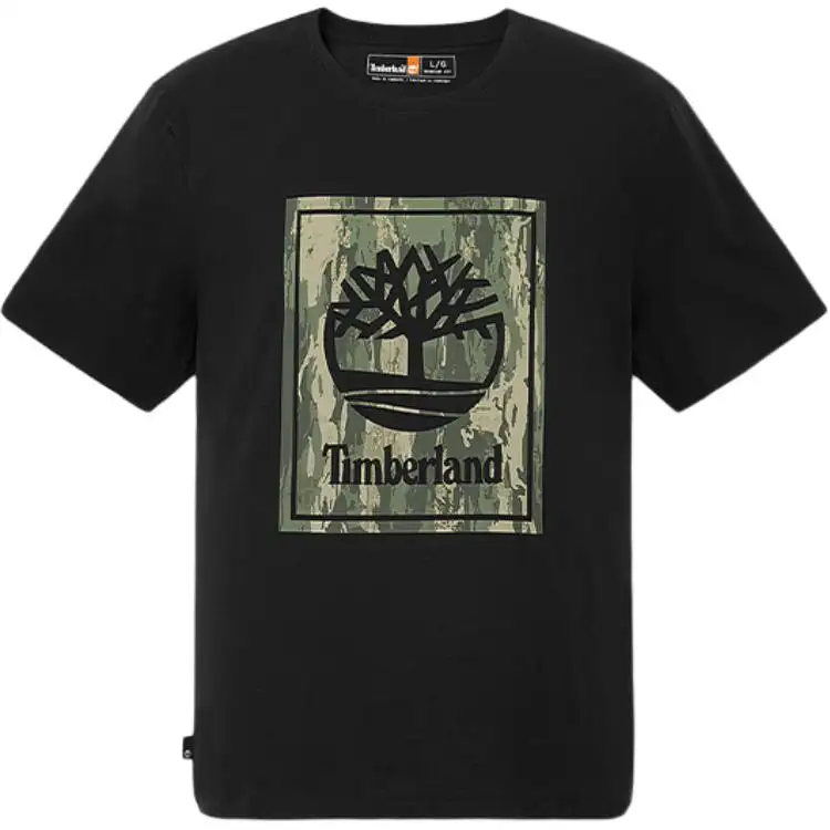 Timberland T Shirts Men's Black Crew Neck Moderate Straight Fit