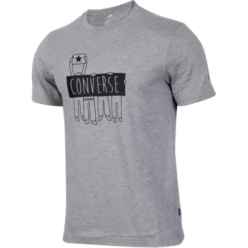 Converse T Shirts Men's Gray Crew Neck Moderate