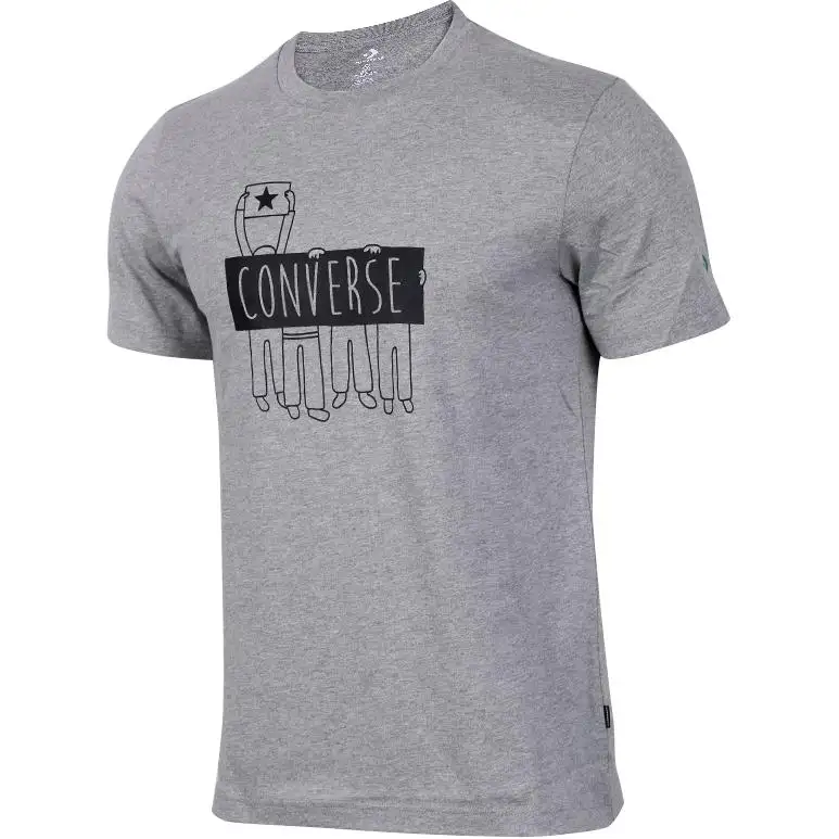 Converse T Shirts Men's Gray Crew Neck Moderate