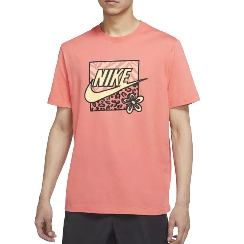Nike T-Shirts Men's Orange Red Crew Neck Moderate
