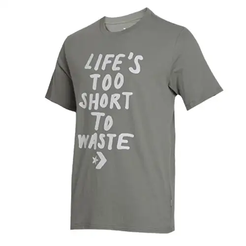Converse T Shirts Men's Gray Crew Neck Moderate Straight Fit