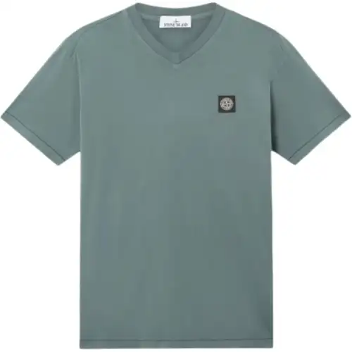 STONE ISLAND Compass Patch V Neck T Shirt