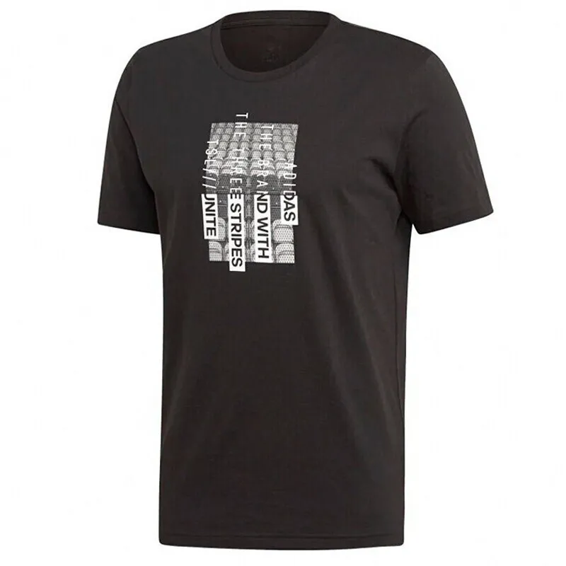 Adidas T-Shirts Men's Black Crew Neck Moderate Straight Fit