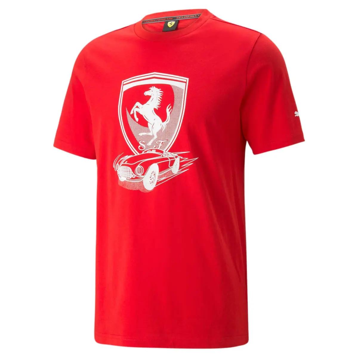 PUMA T-Shirts Unisex Red Crew Neck Moderate Straight Fit