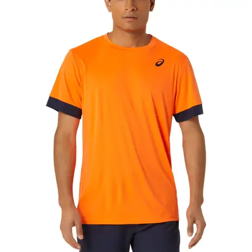 ASICS T Shirts Men's Orange Crew Neck