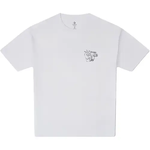 Converse T Shirts Men's White Crew Neck Moderate Straight Fit