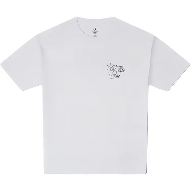 Converse T Shirts Men's White Crew Neck Moderate Straight Fit