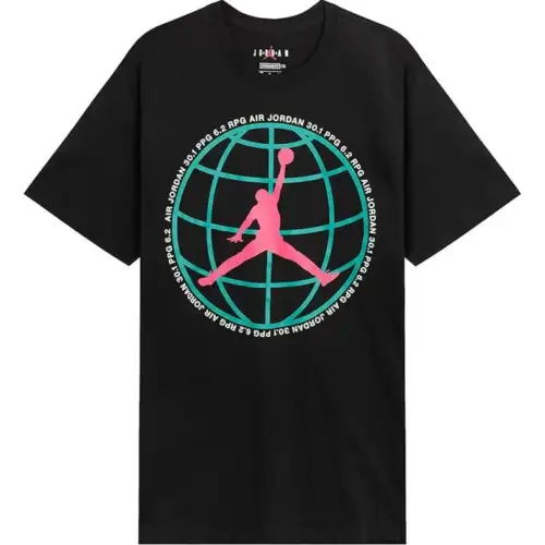 Jordan Apparel T Shirts Men's Black Crew Neck Moderate Straight Fit