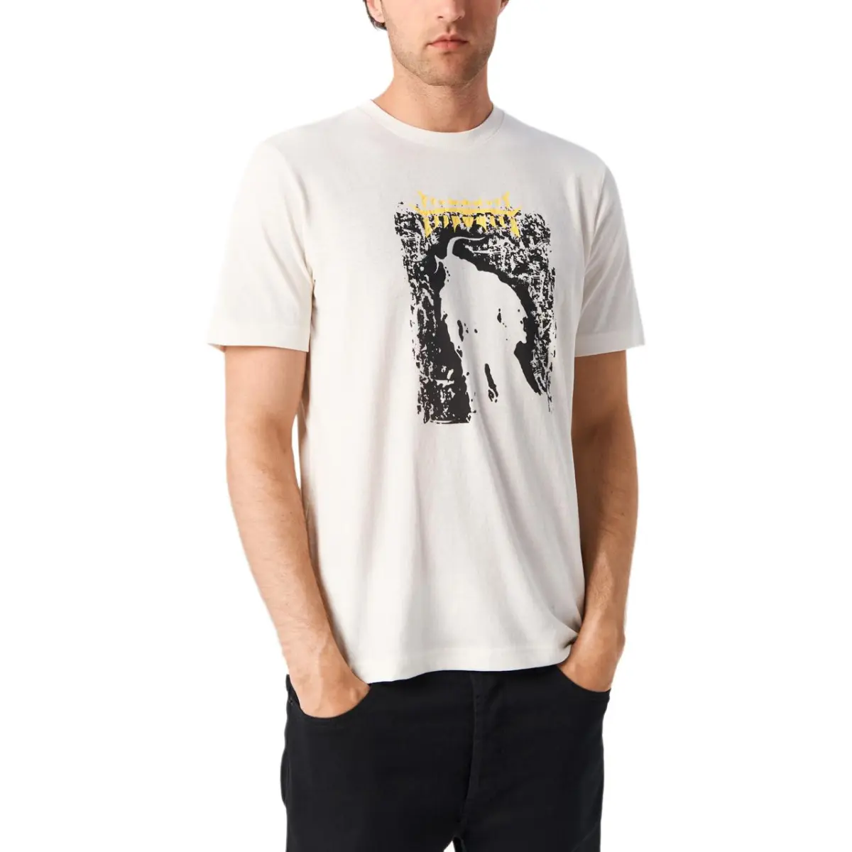 DIESEL T-Shirts Men's White Crew Neck Moderate Straight Fit