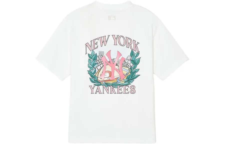 MLB New York Yankees T-Shirts Unisex Ecru Crew Neck Moderate Straight Fit