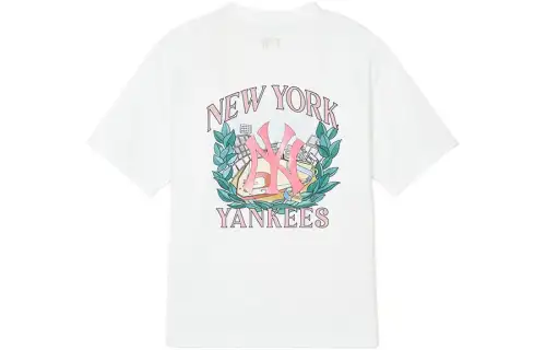 MLB New York Yankees T Shirts Unisex Ecru Crew Neck Moderate Straight Fit