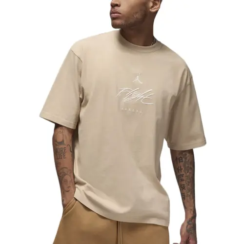 Jordan Flight Essentials T Shirts Men's Brown Crew Neck Moderate Straight Fit