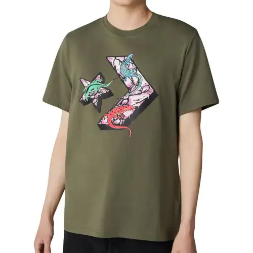 Converse T Shirts Men's Green Crew Neck Moderate Straight Fit