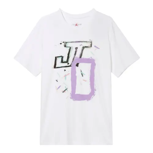 Jordan T Shirts Men's White Crew Neck Moderate Straight Fit
