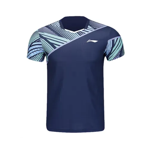 Li Ning Badminton Collection T Shirt Unisex Dark Ship Blue