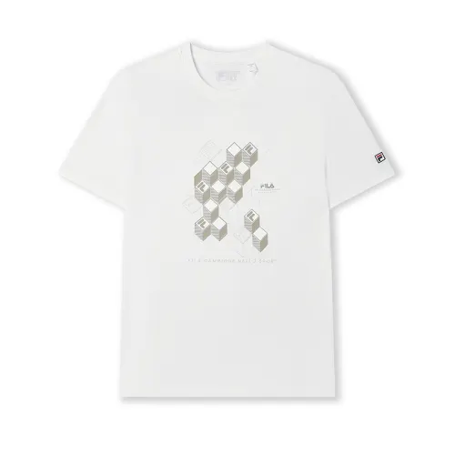 FILA T Shirts Men's Cloud White WT Crew Neck Moderate Straight Fit
