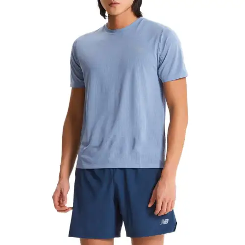 New Balance T Shirts Men's Blue Crew Neck