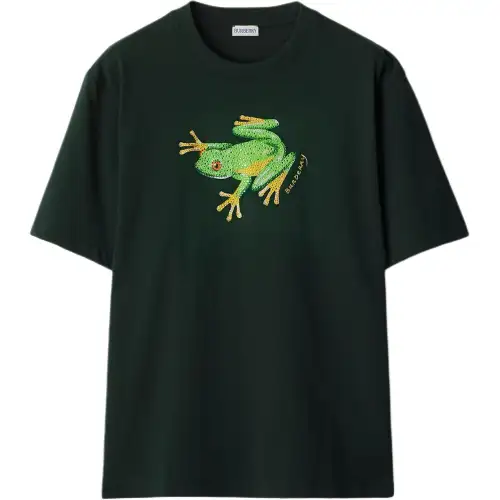 Burberry T Shirts Men's Green Crew Neck Moderate