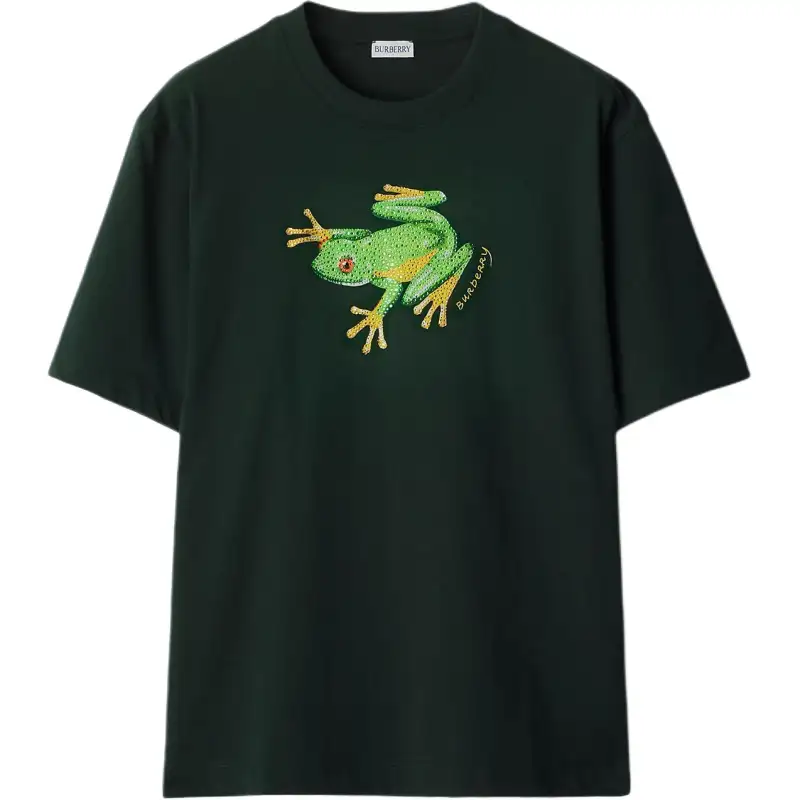 Burberry T Shirts Men's Green Crew Neck Moderate