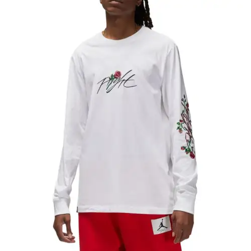 Jordan T Shirts Men's White Crew Neck Moderate Straight Fit