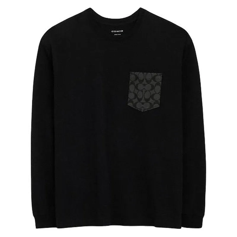COACH T-Shirts Men's Black Crew Neck Moderate