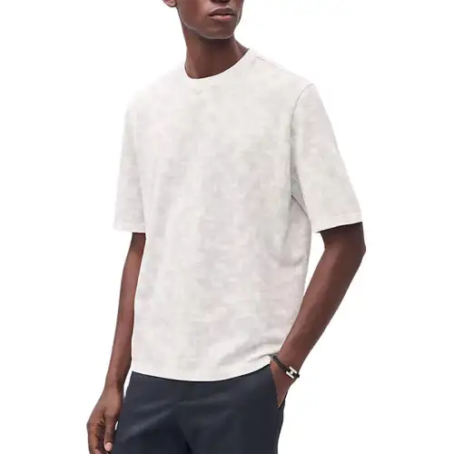 HERMES T Shirts Men's White Crew Neck Moderate Straight Fit