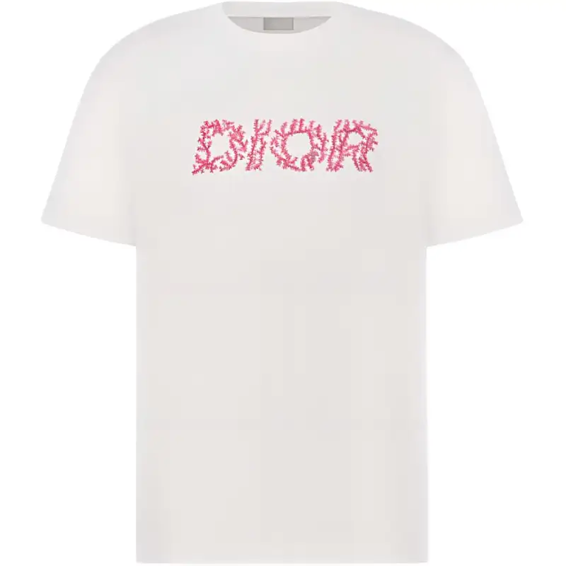 DIOR T Shirts Men's White Crew Neck Moderate Straight Fit