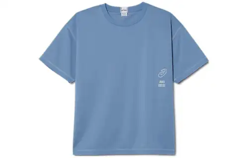 ASICS T Shirts Unisex Gray Crew Neck Moderate Straight Fit