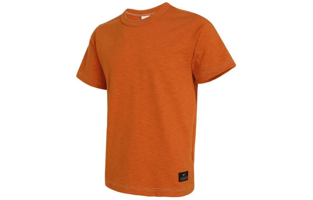Nike T-Shirts Men's Orange Crew Neck Moderate Straight Fit