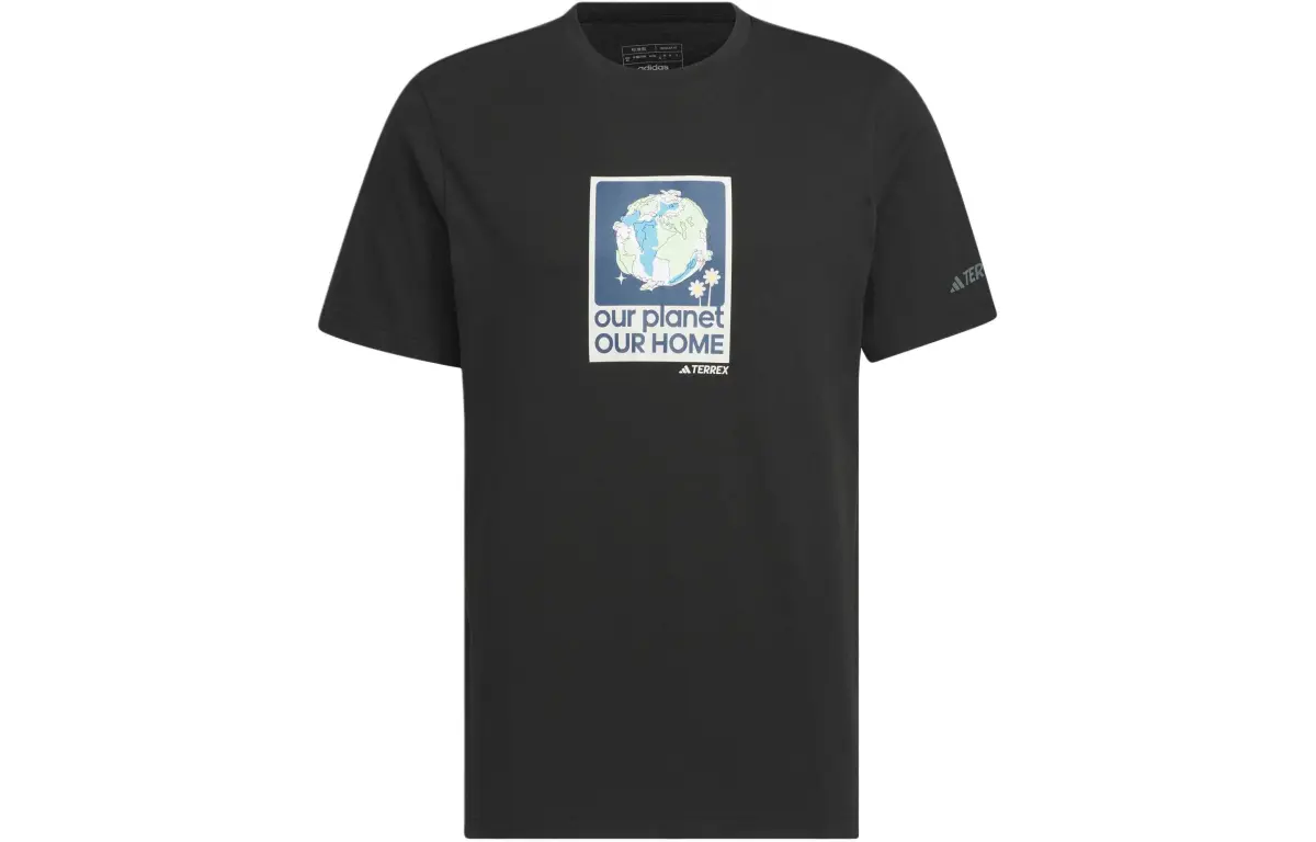 Adidas T-Shirts Men's Black Crew Neck Moderate Straight Fit