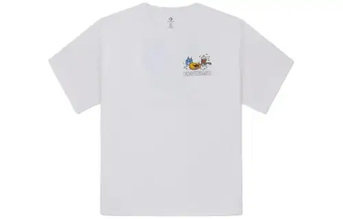 Converse Summer Fun Collection T Shirts Men's White Crew Neck Moderate Straight Fit