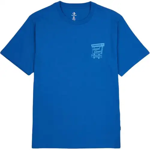 Converse T Shirts Men's Blue Crew Neck Moderate Straight Fit