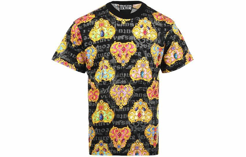 Мужская футболка Versace С буквенным принтом (черная)