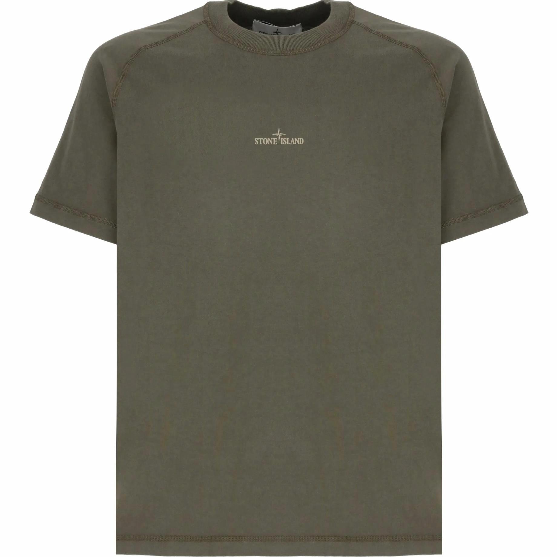 Мужская футболка STONE ISLAND Raglan (оливковая)