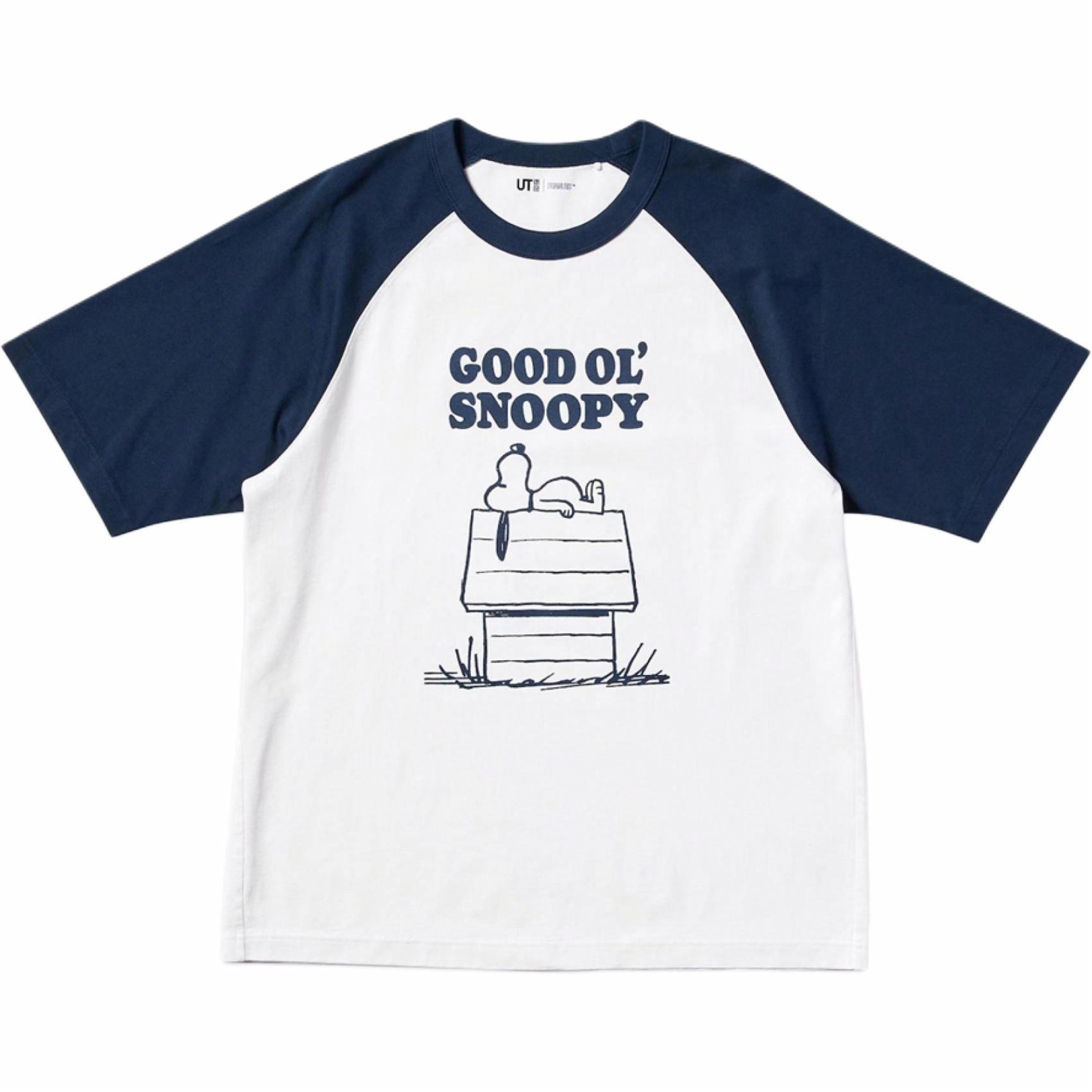 Футболка UNIQLO × PEANUTS Raglan Tee (темно-синяя)
