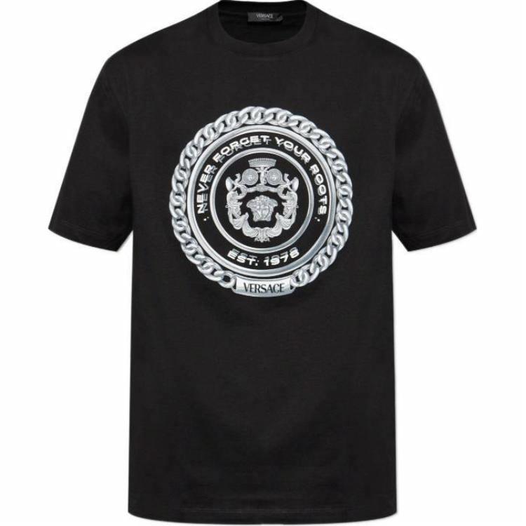 Мужская футболка Versace Logo Circular Print (черная)